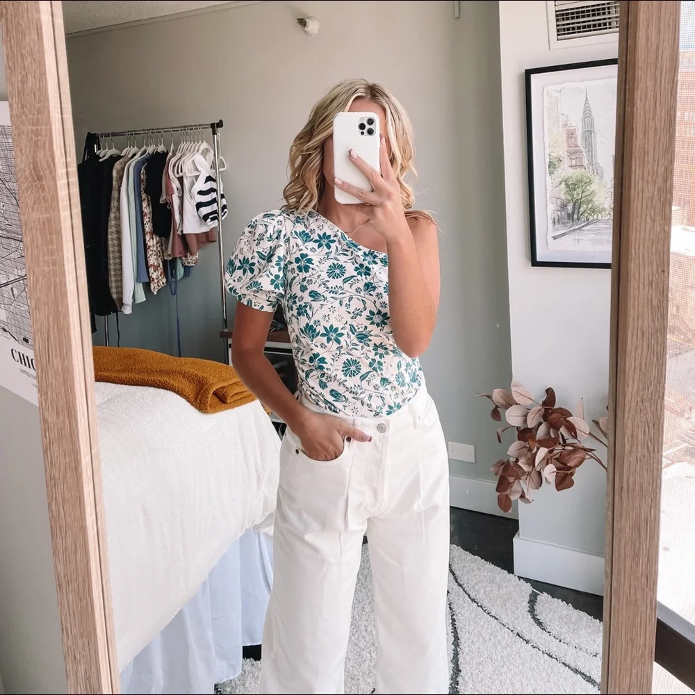 Free People Blue Floral One Shoulder Bodysuit!! - Picture 3 of 7